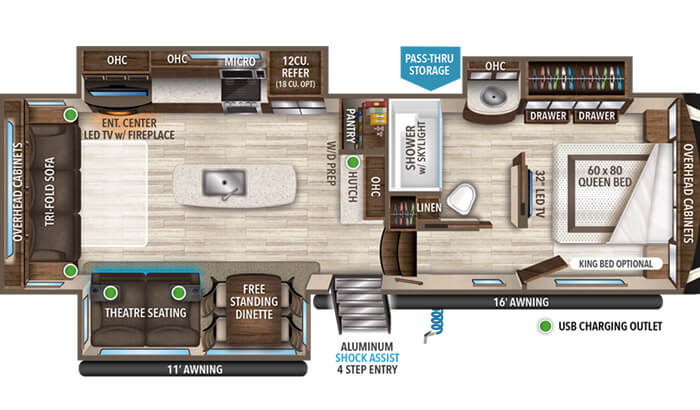 Solitude 2930RL floor plan diagram.